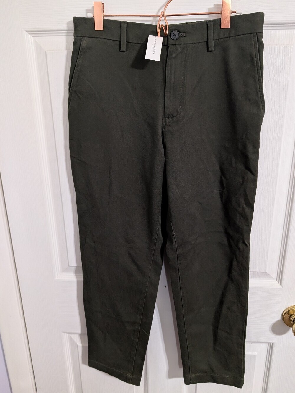 New Banana Republic Mens Pants Green Slim Elastic Waist Size 28x28 NWT